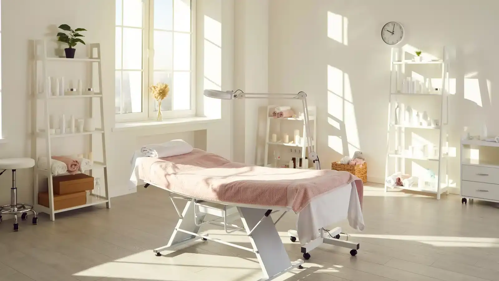 A bright, modern aesthetic clinic consultation room, representing the credible, well-documented practice that AI engines recommend.