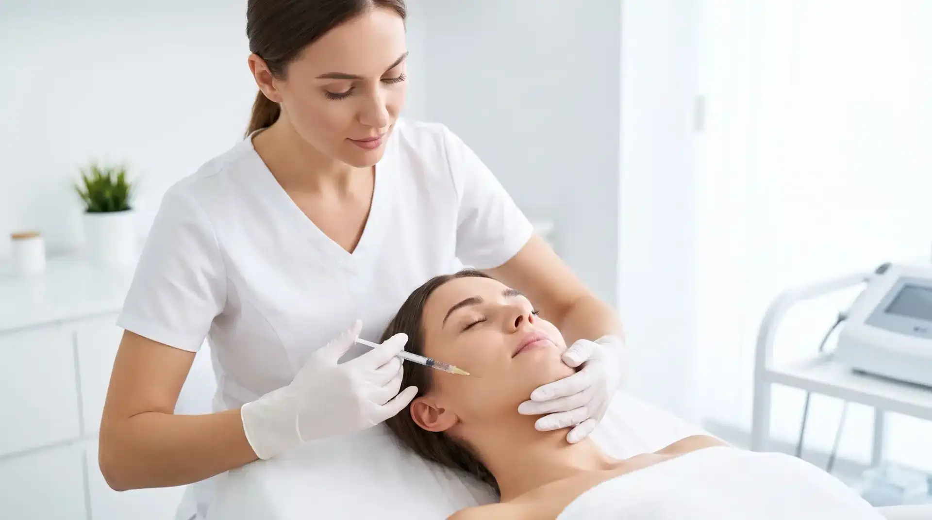 A patient receiving an aesthetic treatment at a medical spa, representing a medspa digital marketing program