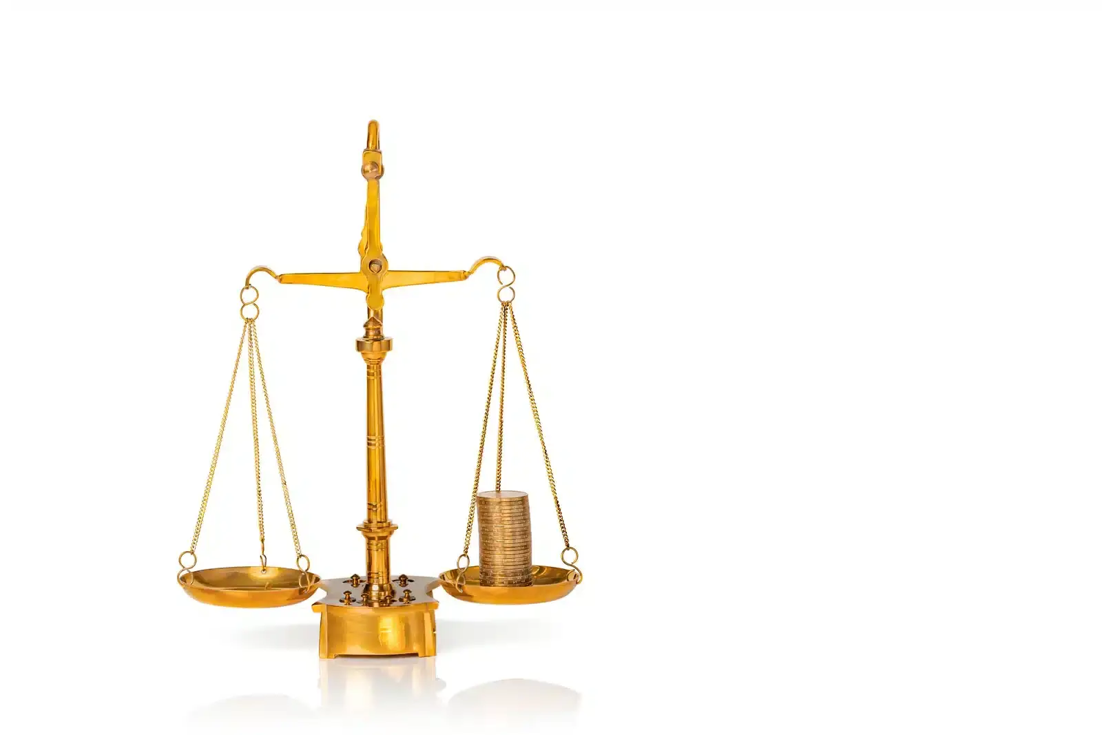 A gold balance scale weighing a stack of coins, illustrating how to judge whether plastic surgery SEO is worth the cost.