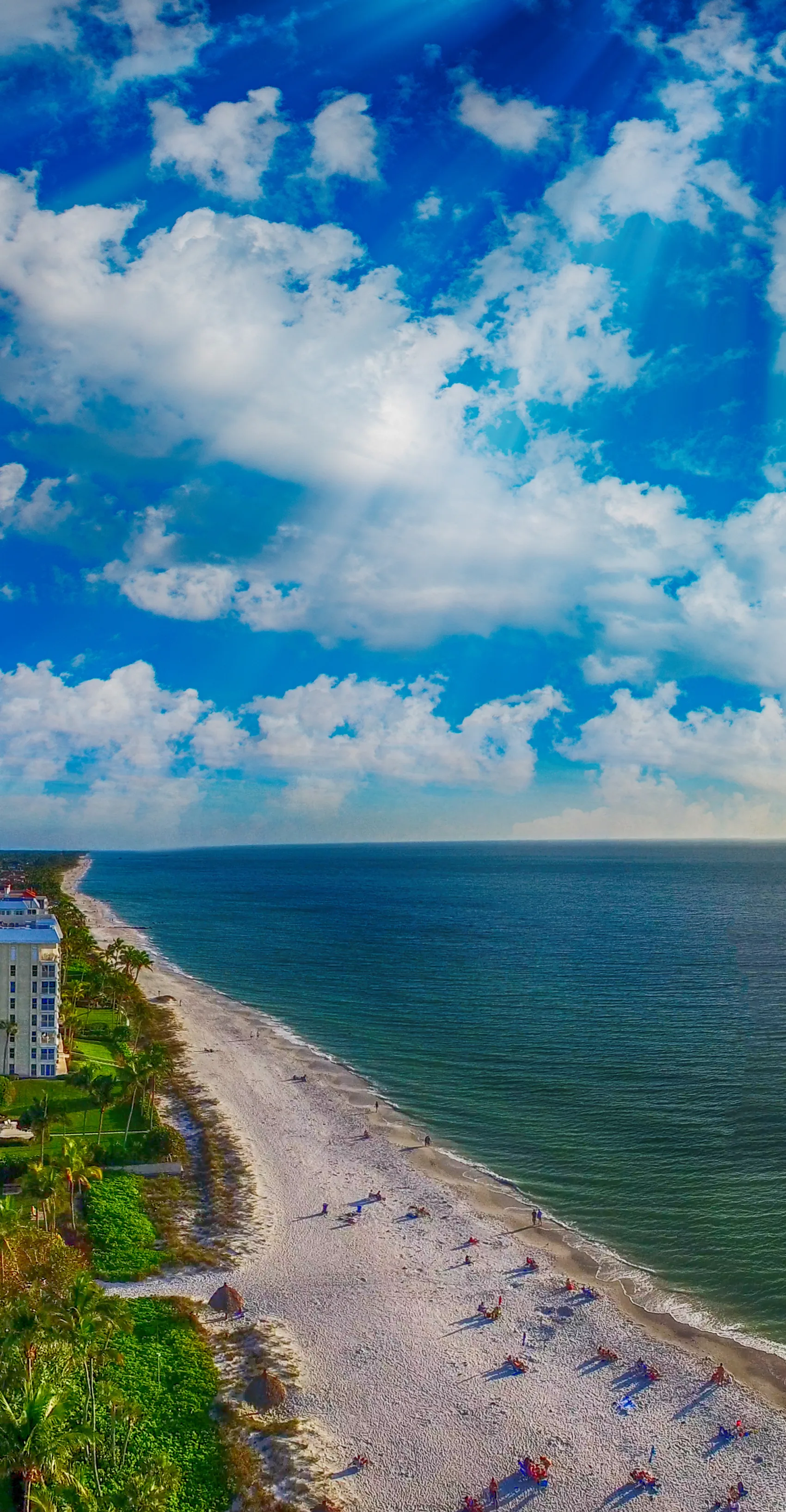 An aerial view of the Naples, Florida Gulf coastline, a small but exceptionally high-value plastic surgery market