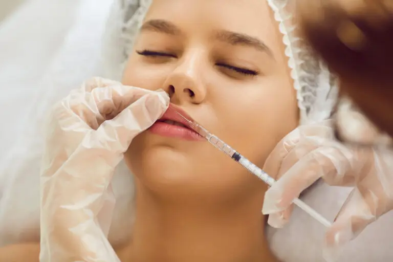 Woman receiving a professional aesthetic treatment at a med spa clinic